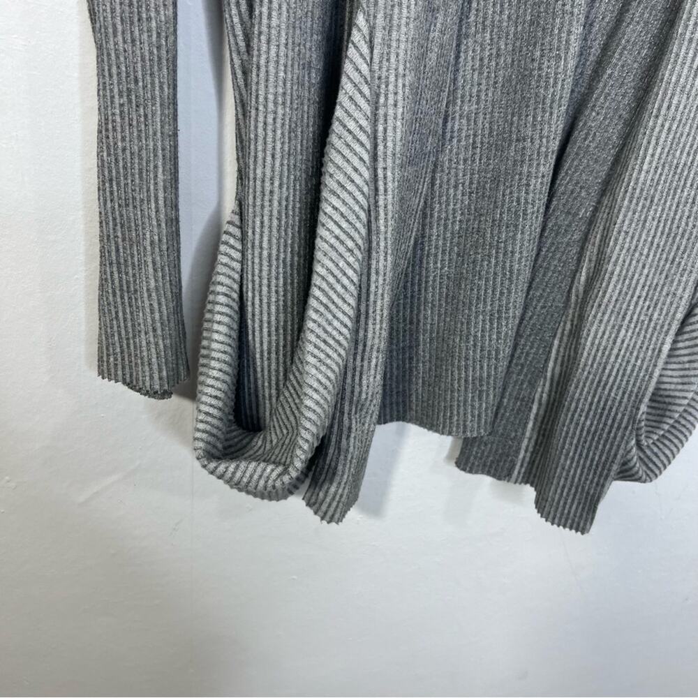 COS Gray Ribbed Open Front Pockets Cardigan Size Medium - Picture 4 of 11